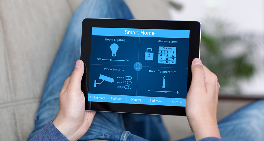 The ability to access and control security components from a mobile device is one of the top smart home trends in Mesa. Close-up of smart home security app.